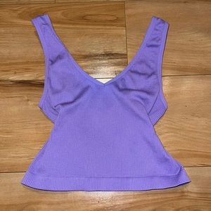 Purple ribbed crop top